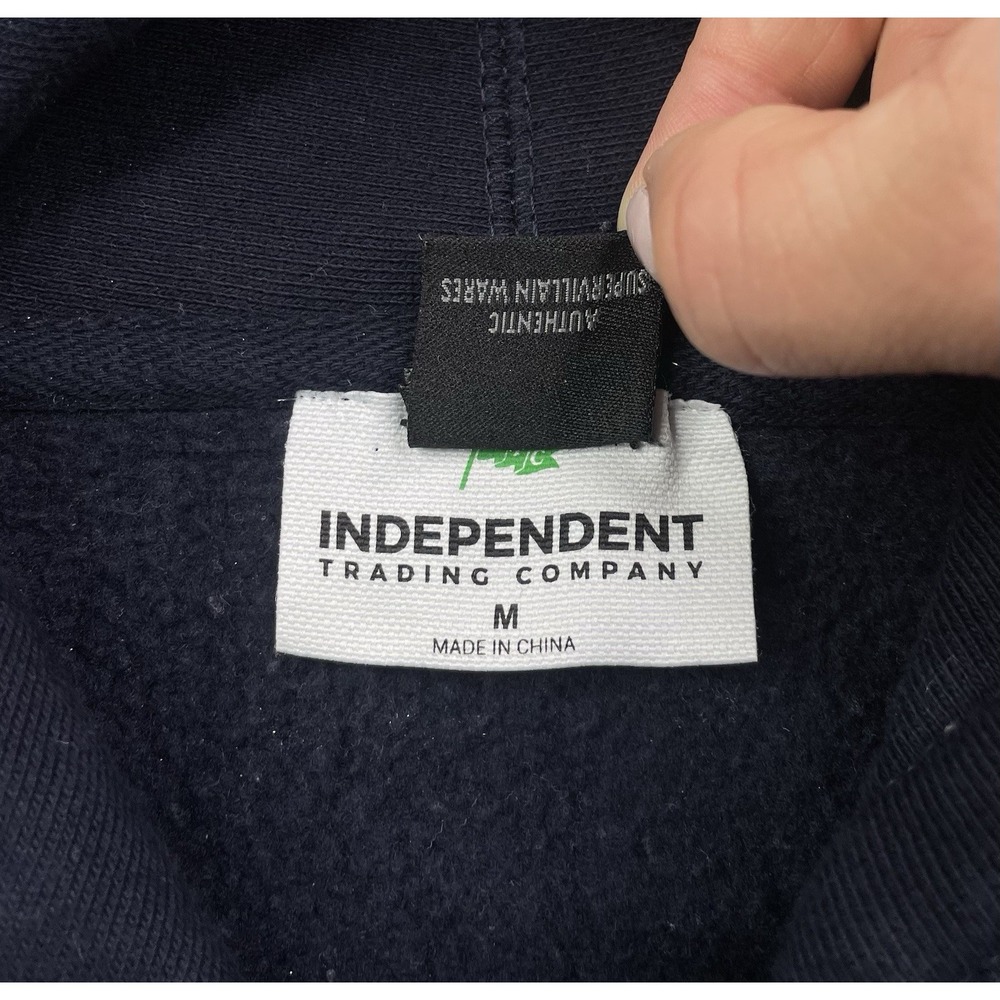MF DOOM Hoodie Mens Medium Navy Blue Gas Drawls Graphic Pullover Sweatshirt - Picture 3 of 10